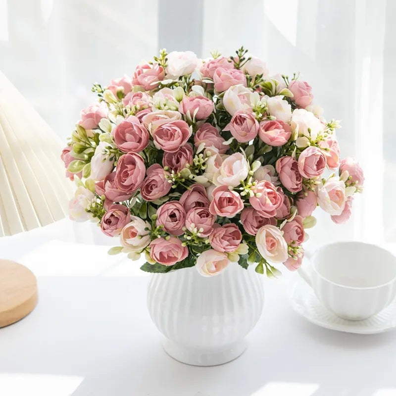 Simulation Nordic Rose Small Tea Buds Bouquet - Decorative Silk Flowers for Home & Garden
