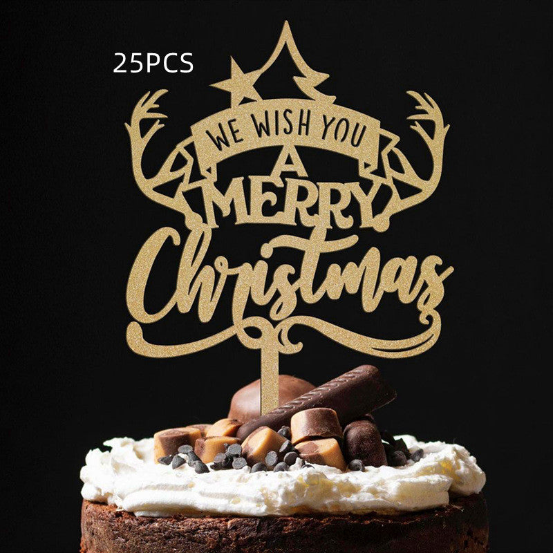 Decorative Acrylic Cake Card Plug-in Set for Holiday Cakes - Multiple Styles & Quantities