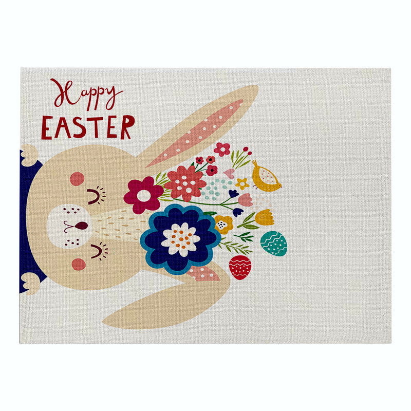 Cartoon Rabbit Kitchen Coaster Set Anti-Scalding Cotton Linen Placemat