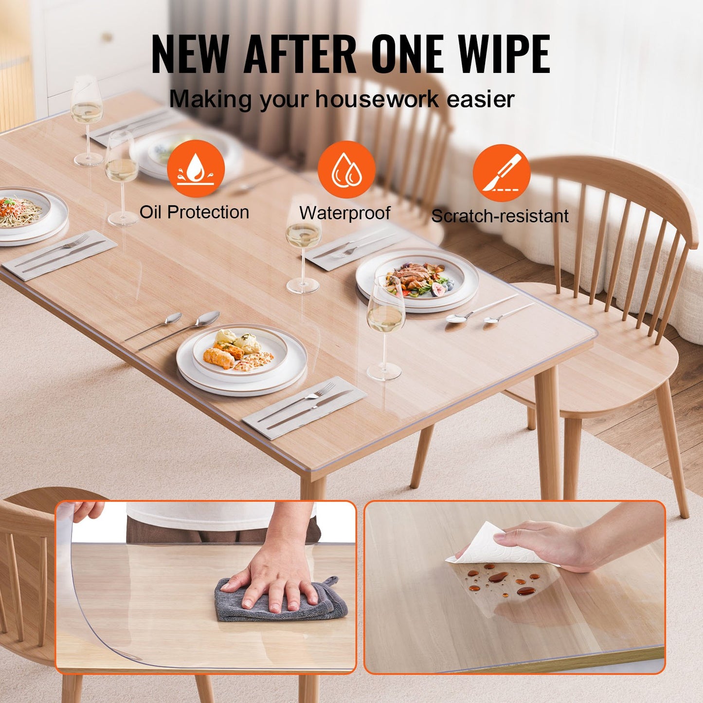 Clear PVC Table Protector 30x60 Inch - 1.5mm Thick