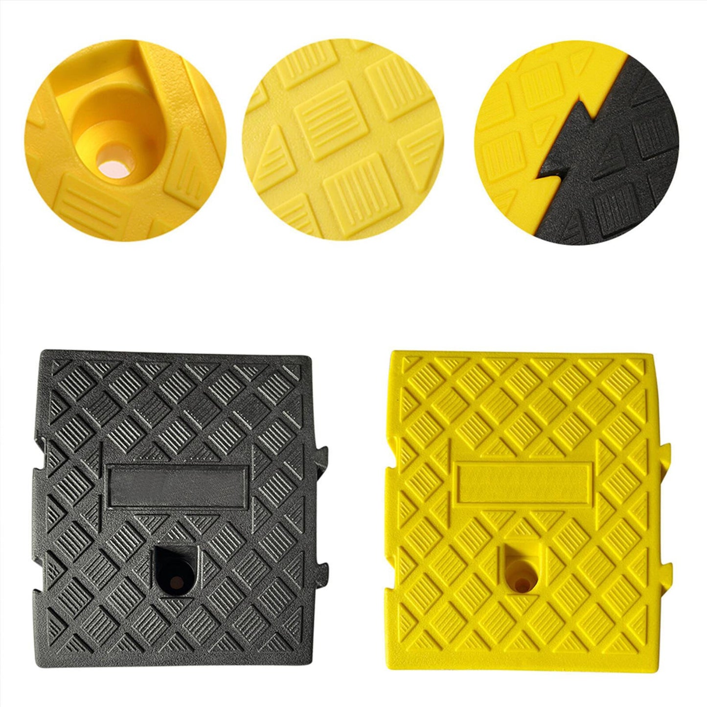 Yellow Curb Ramp Pair for Driveway and Vehicle Access - Heavy Duty PVC