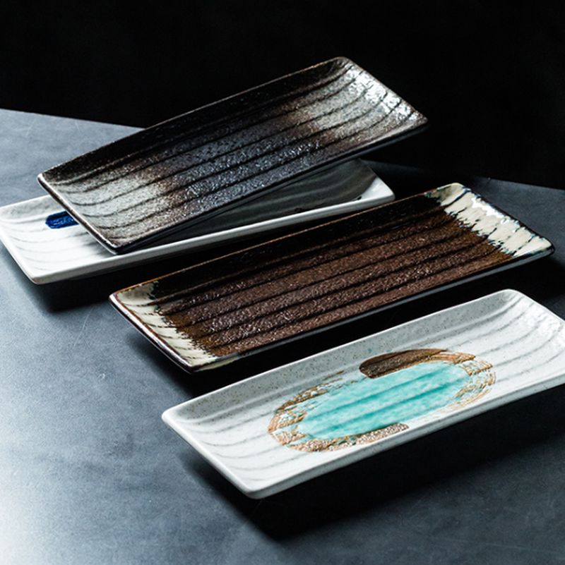 Japanese Ceramic Rectangular Plate 10-Inch Home Kitchen Dinnerware