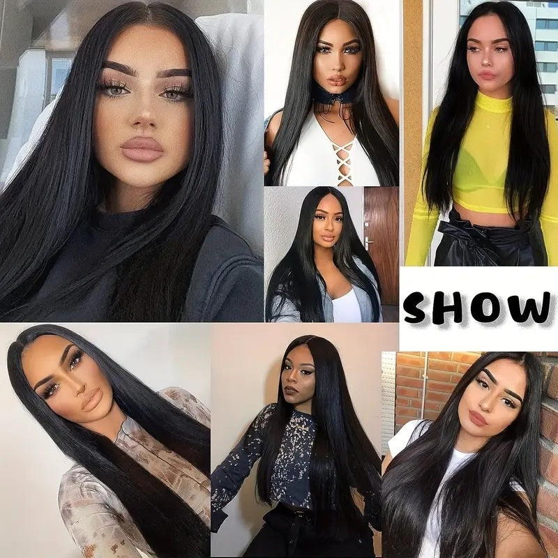 Long Straight Black Wig for Daily Wear - Full Head Cosplay Hair Extension