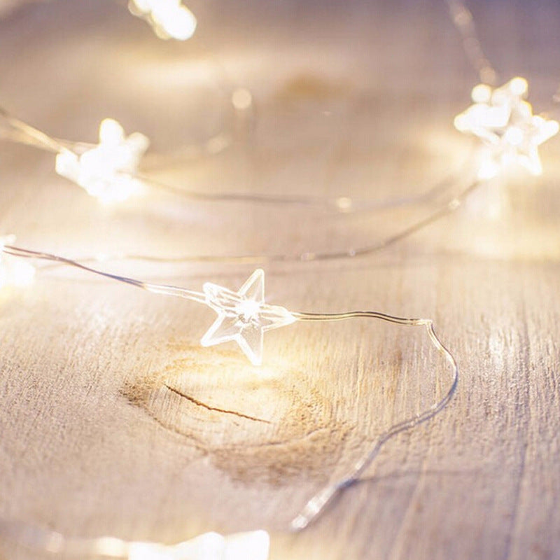 Battery Operated LED Star Fairy Lights 2m Warm White Twinkle String Copper Wire