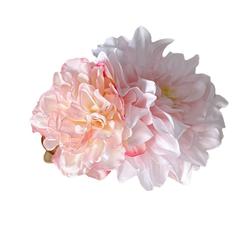 Flower Hair Clip - Pink Dahlia & Peony, Handmade
