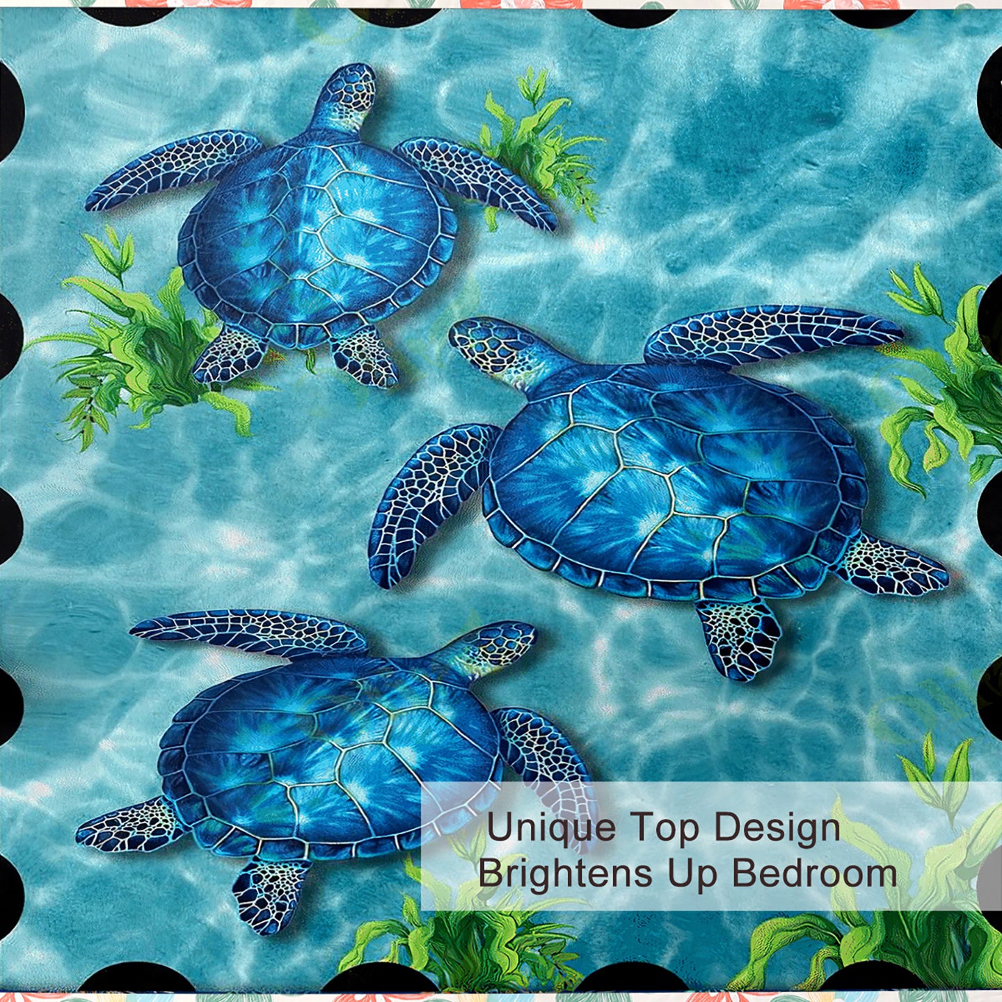 Sea Turtle Pattern Duvet Cover Set - King Size 3 Pieces