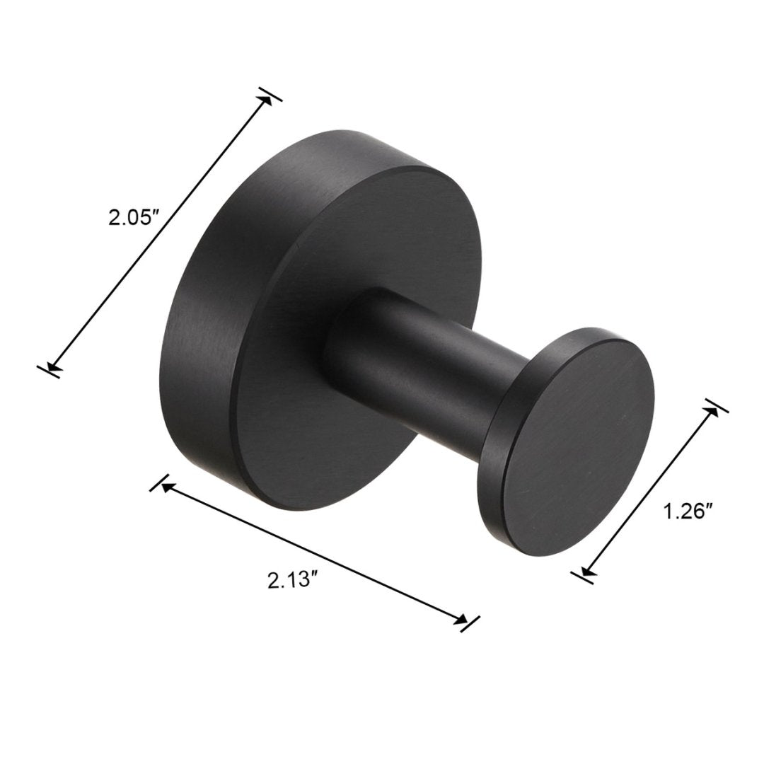 Matte Black Wall Hooks for Bathroom & Entryway - 4 Pack