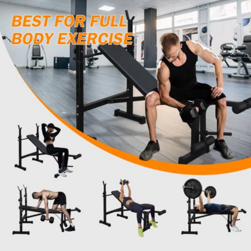 Olympic Weight Bench Set with Squat Rack for Home Gym