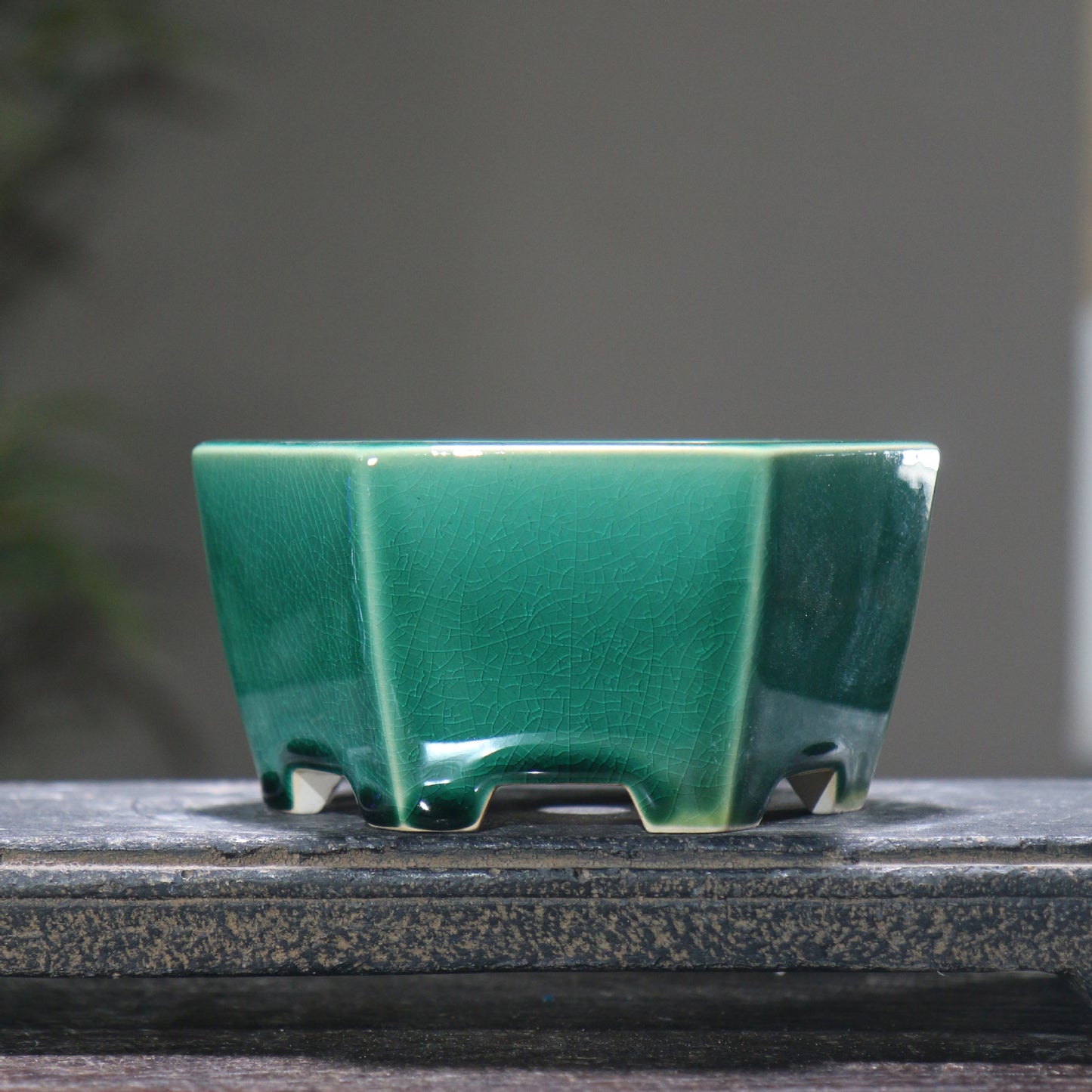 Ceramic Bonsai Basin Hexagonal Flowerpot with Glazed Finish - Indoor & Outdoor Decor