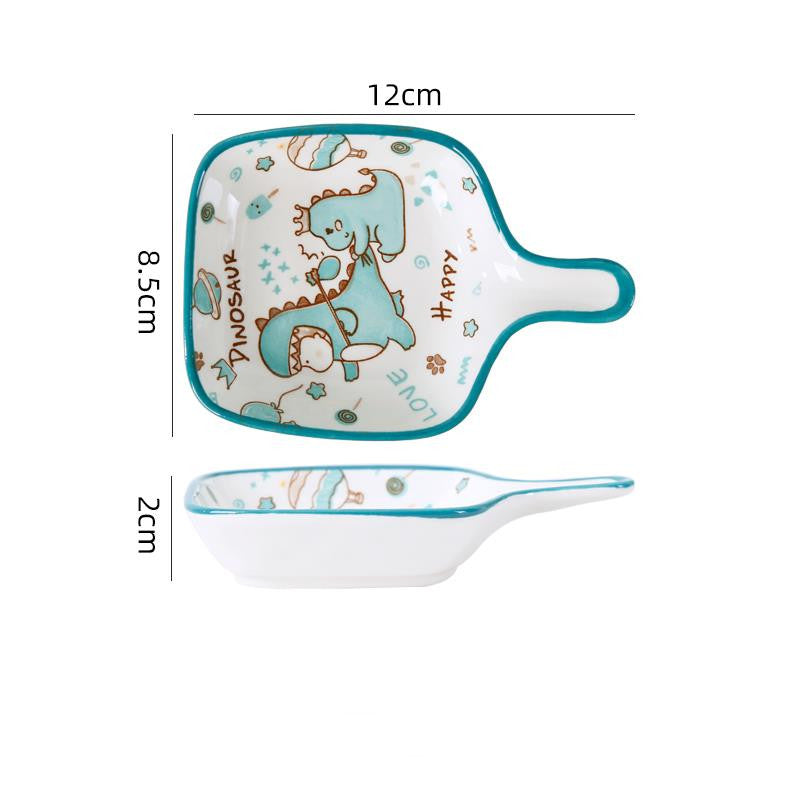Cartoon Ceramic Dish Set with Dinosaur Pattern - Kitchen Tableware Collection
