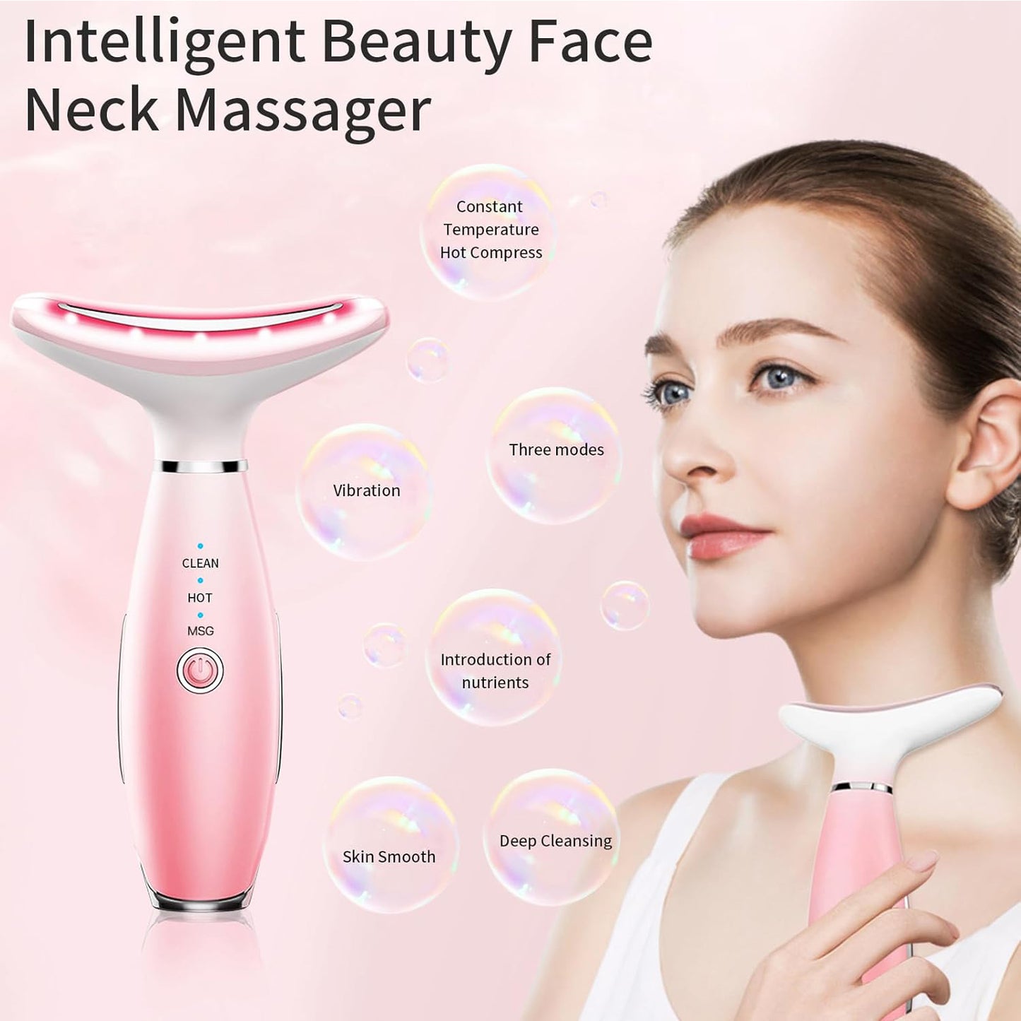 3-in-1 Face and Neck Massager - Facial Sculpting Tool with Heat & Vibration