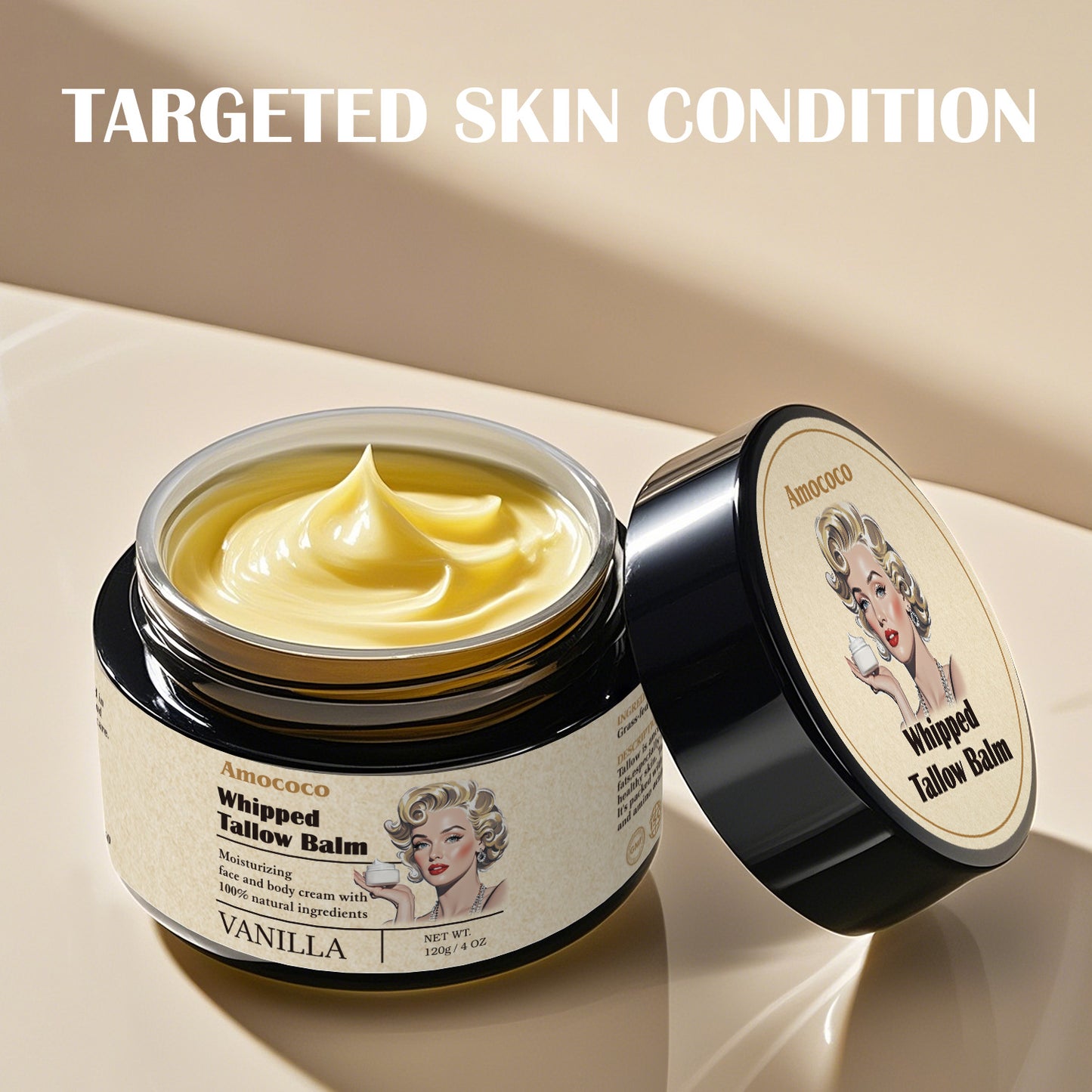 Whipped Tallow Balm - Natural Deep Hydration for Face, Body & Lips (360g)