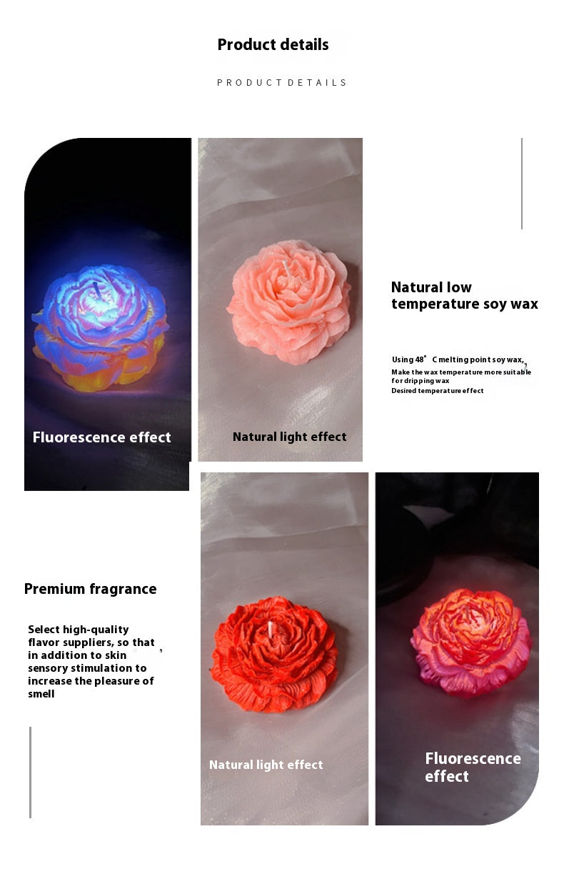 Peony Flower Candles - Fluorescent Soy Wax Handmade Aromatherapy Decor
