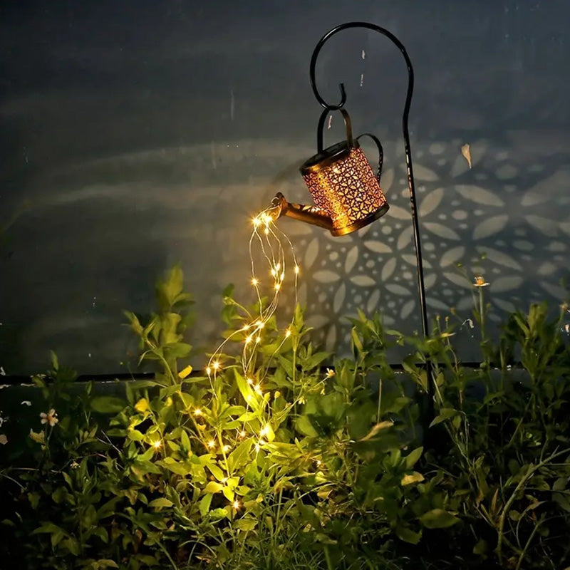 2-Pack LED Solar Watering Can Light String - Outdoor Decor