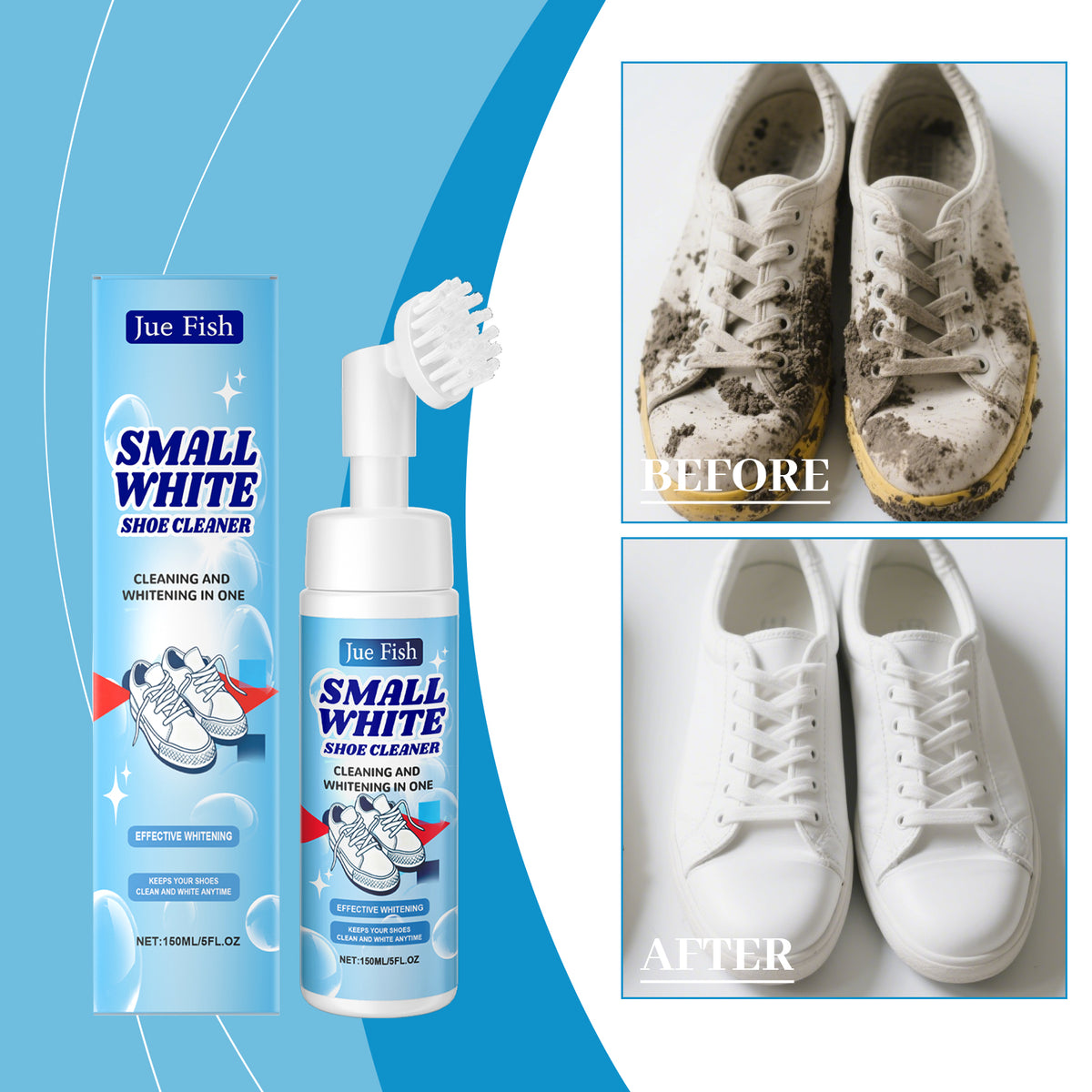 White Shoe Cleaning Foam 150ml for Daily Stains - Gentle & Easy to Use