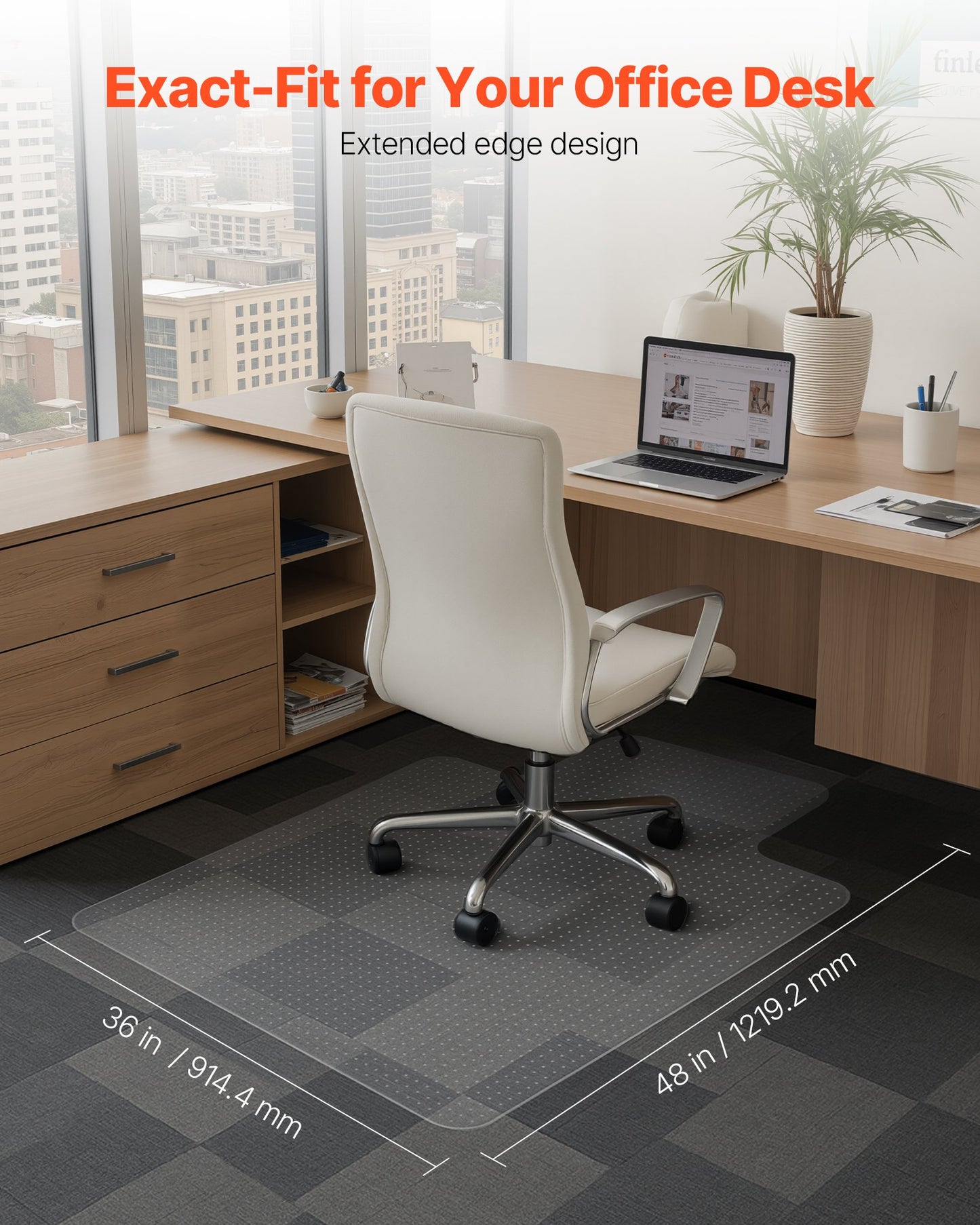 36 x 48-Inch Chair Mat for Carpeted Floors - Non-Slip Design