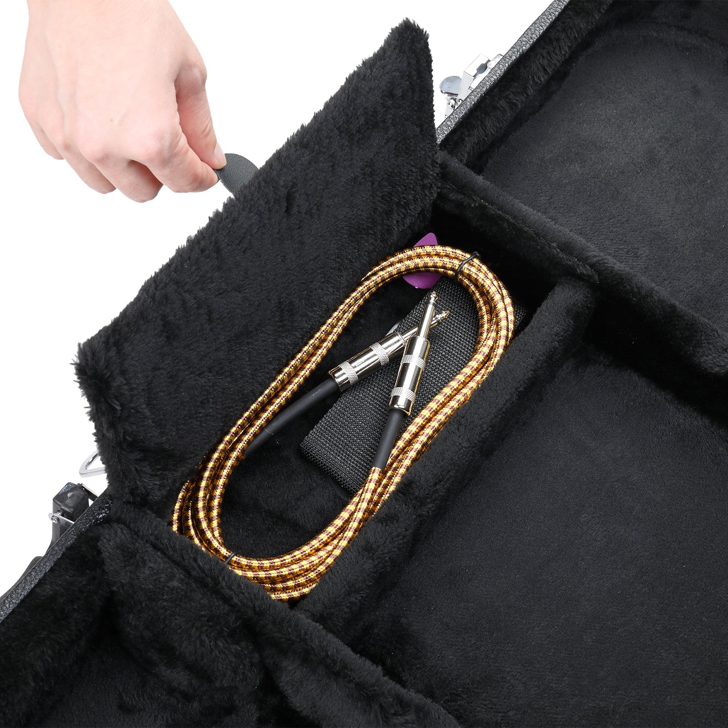 Electric Guitar Hard Case - Black Leather Square Design
