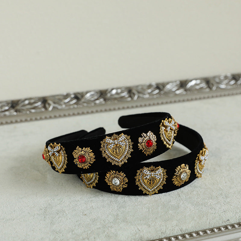 Women’s Fabric Diamond Round Headband with Chain Clip - Stylish Hair Accessory