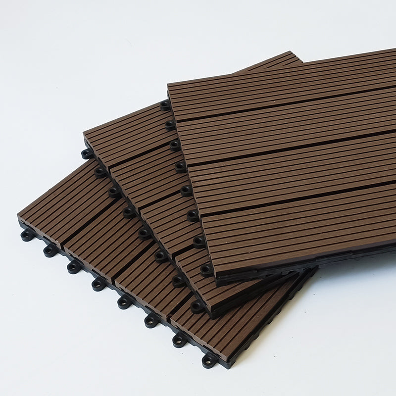Outdoor Garden Wood Plastic Interlocking Floor Tiles - 11 Pieces, 300x300x22mm