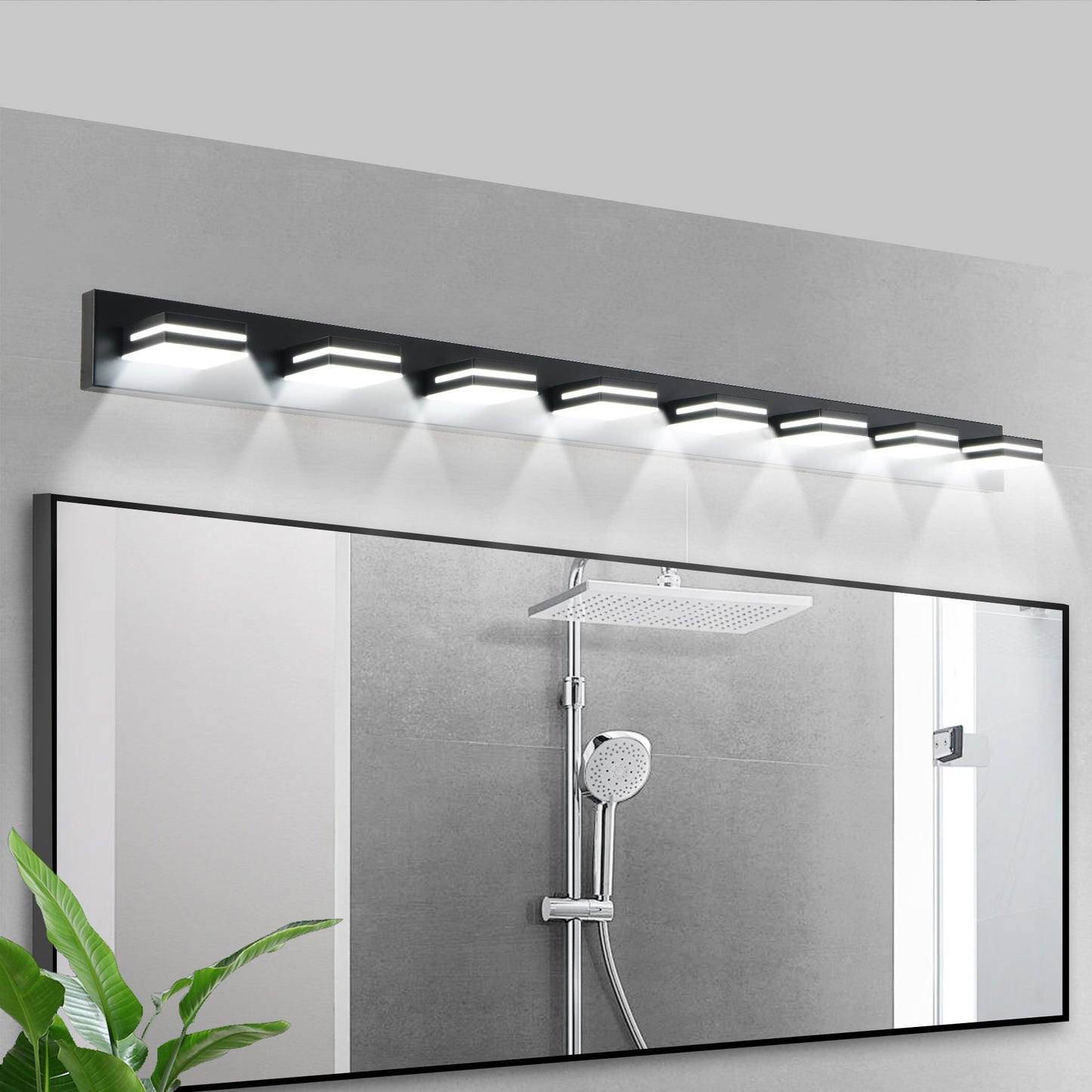 Modern Black LED Wall Sconce - 8-Light Bathroom Vanity Light