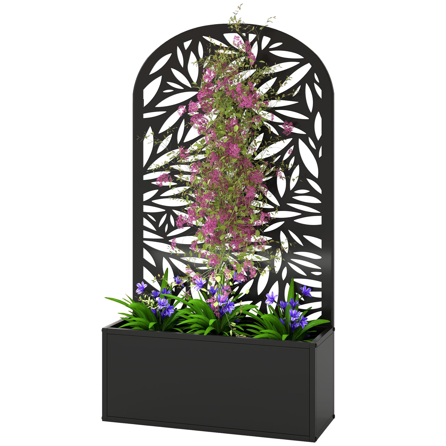 Metal Garden Bed with Trellis for Climbing Plants - Freestanding or Wall Mount