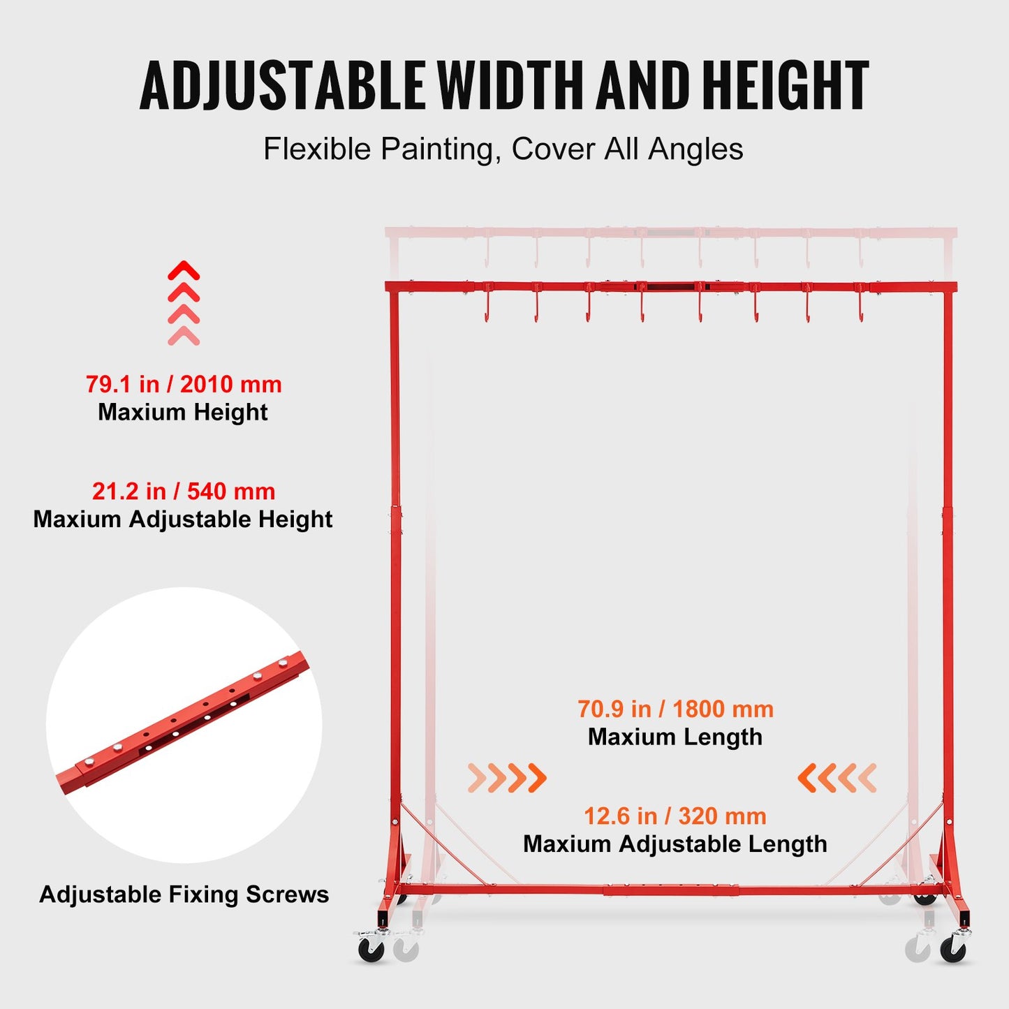 Adjustable Paint Hanger Rack with 8 Hooks for Auto Body Painting