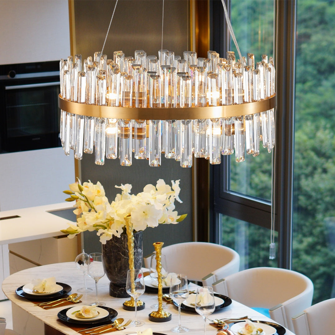 Modern Crystal Chandelier - Elegant LED Lighting for Living Room