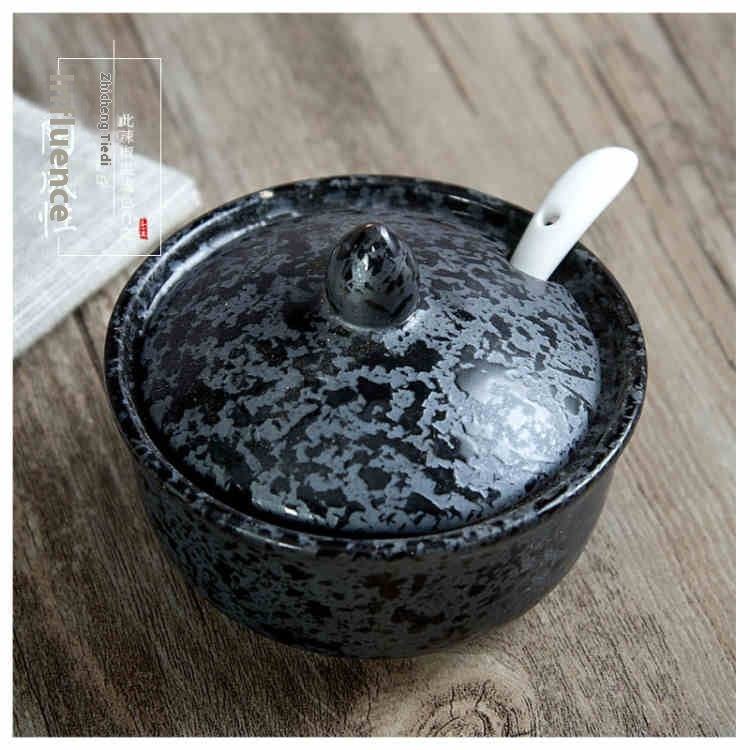 Ceramic Seasoning Bottle with Lid - Japanese Style Kitchen Jar - Multiple Series