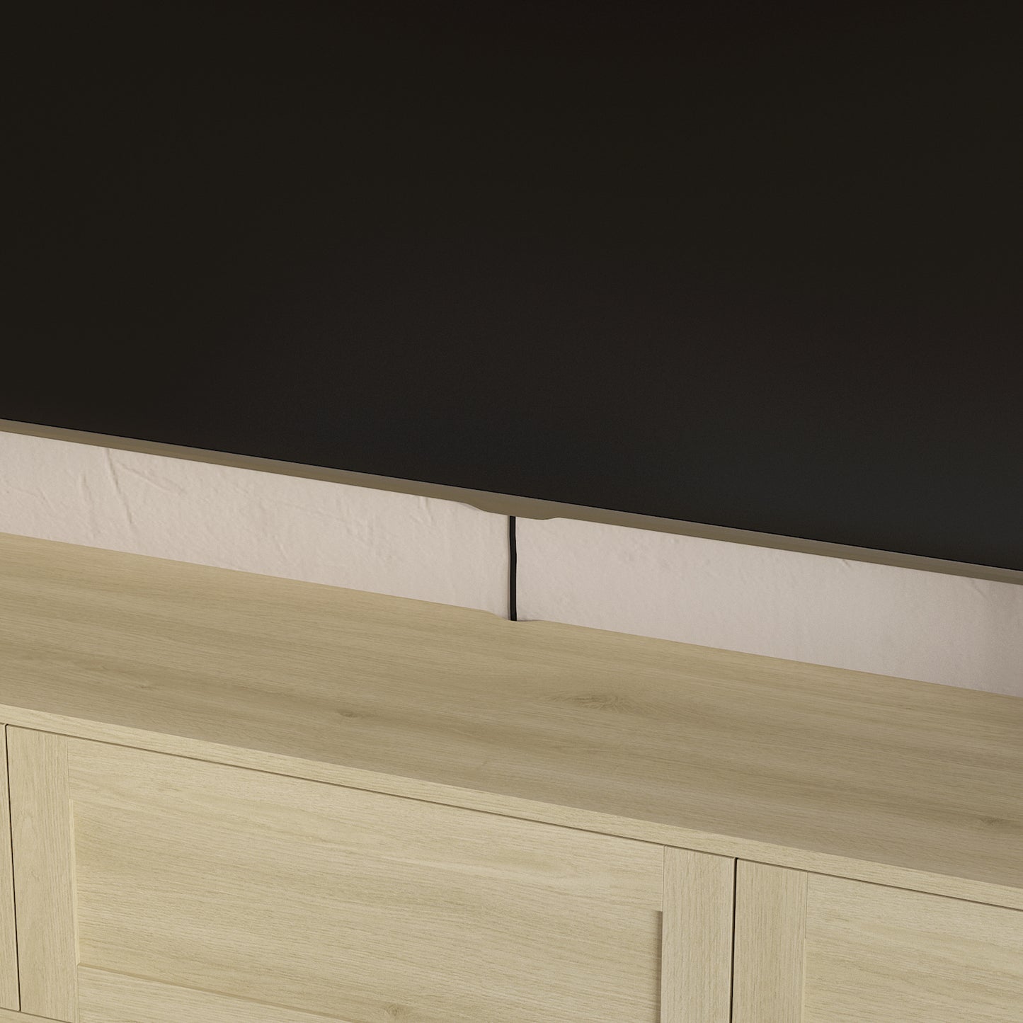 Floating TV Stand with LED Lights & Power Outlet - Wood