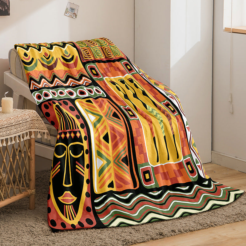Indian Style Flannel Blanket - Digital Print Bohemian Bedding