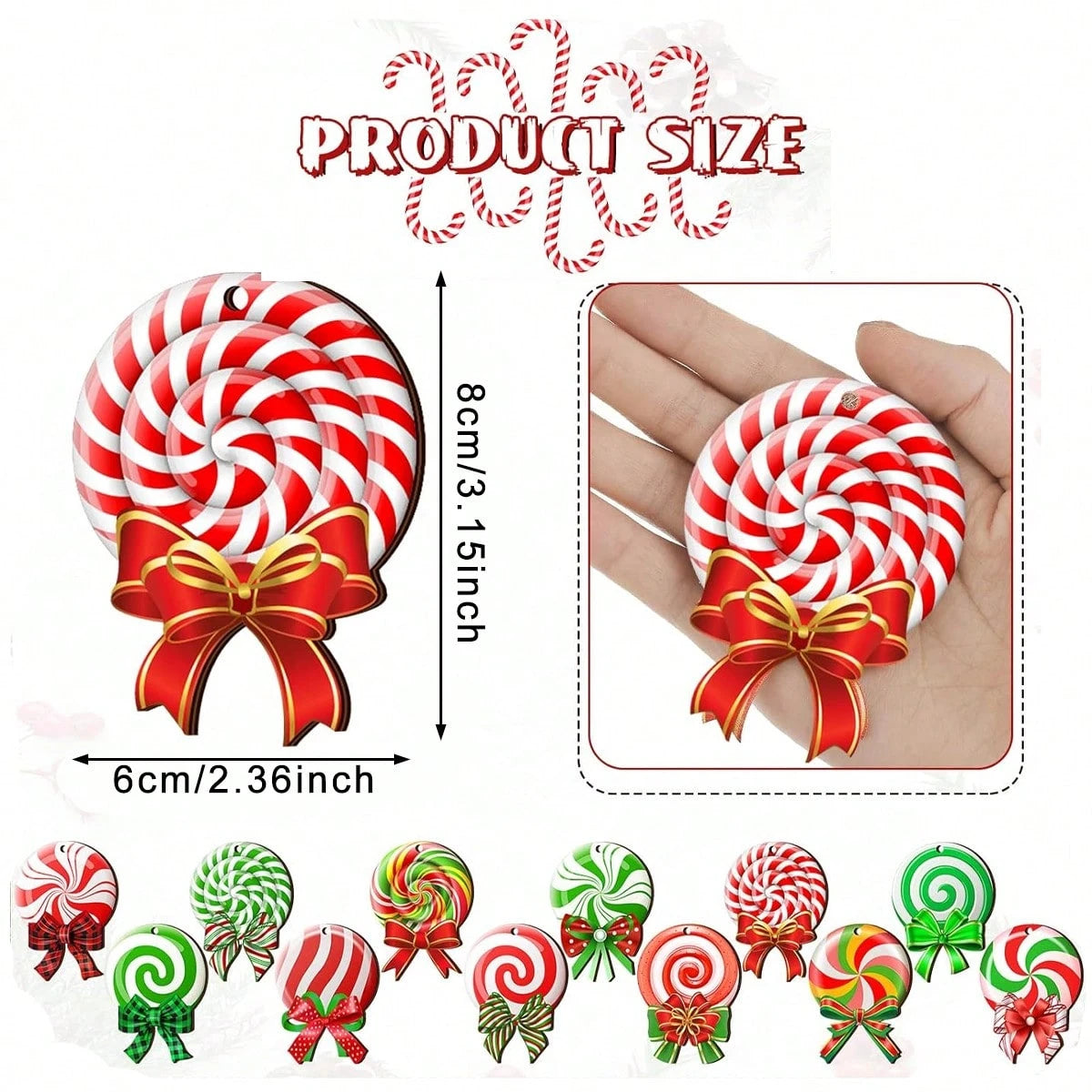 24-Piece Colorful Peppermint Christmas Tree Ornaments Set