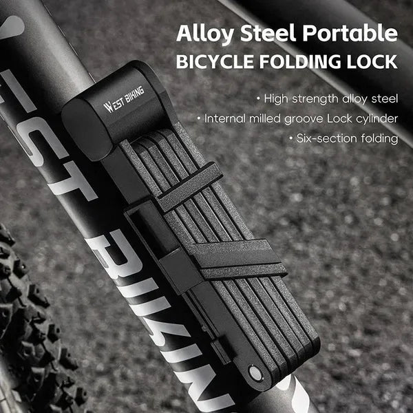High Security Folding Bicycle Lock 87cm with 2 Keys for MTB Road & E-Bikes