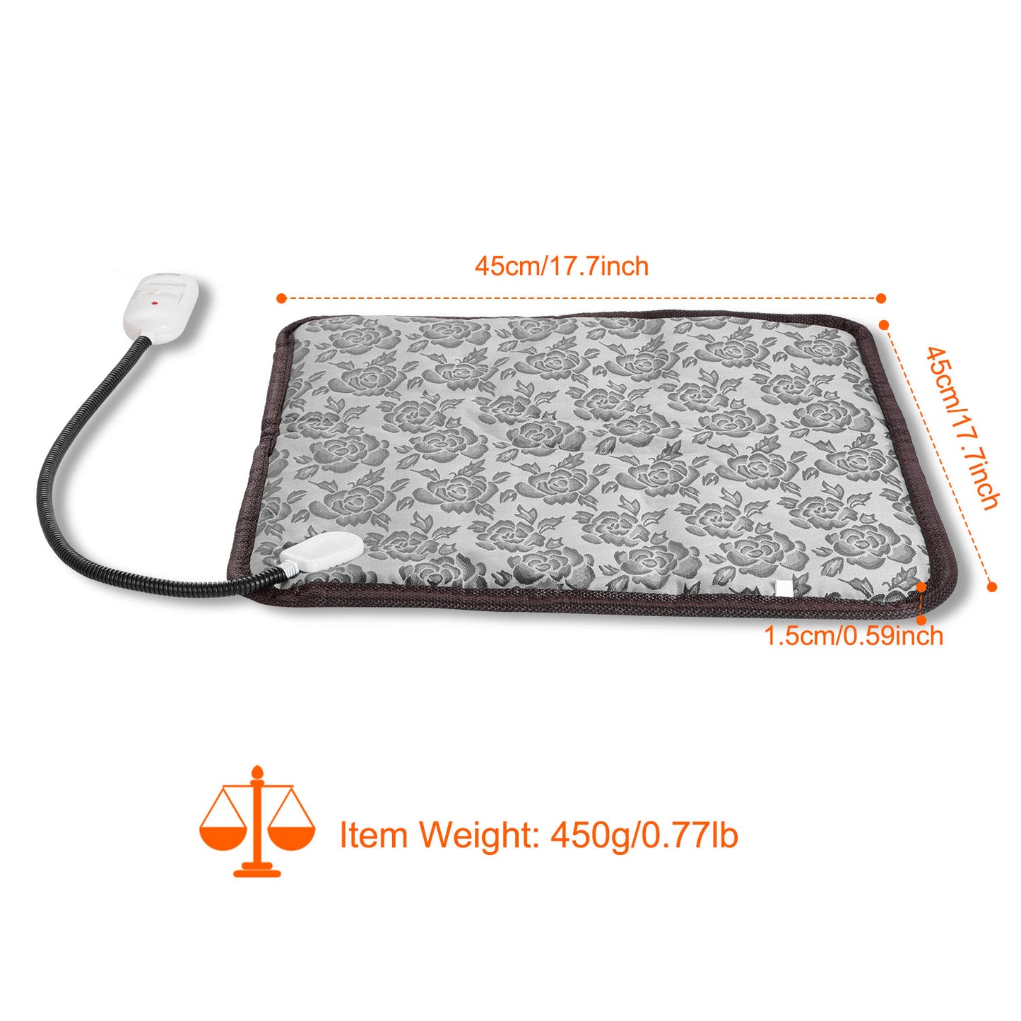Pet Heating Pad Waterproof Adjustable Warming Blanket for Dogs & Cats - 45x45CM