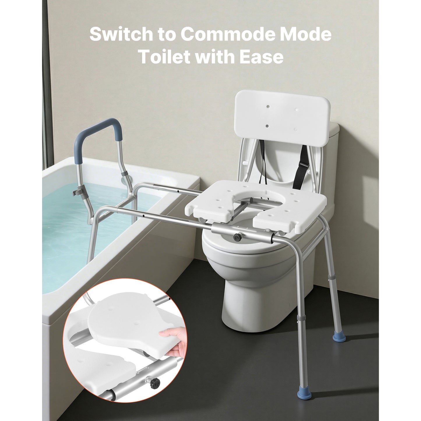 Heavy Duty Shower Transfer Bench with Arms & Backrest - 400 Lb Capacity, Height Adjustable for Handicap & Elderly