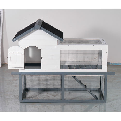 53-Inch Wooden Outdoor Indoor Chicken Coop & Rabbit Hutch with Roof, Stairs & Removable Tray