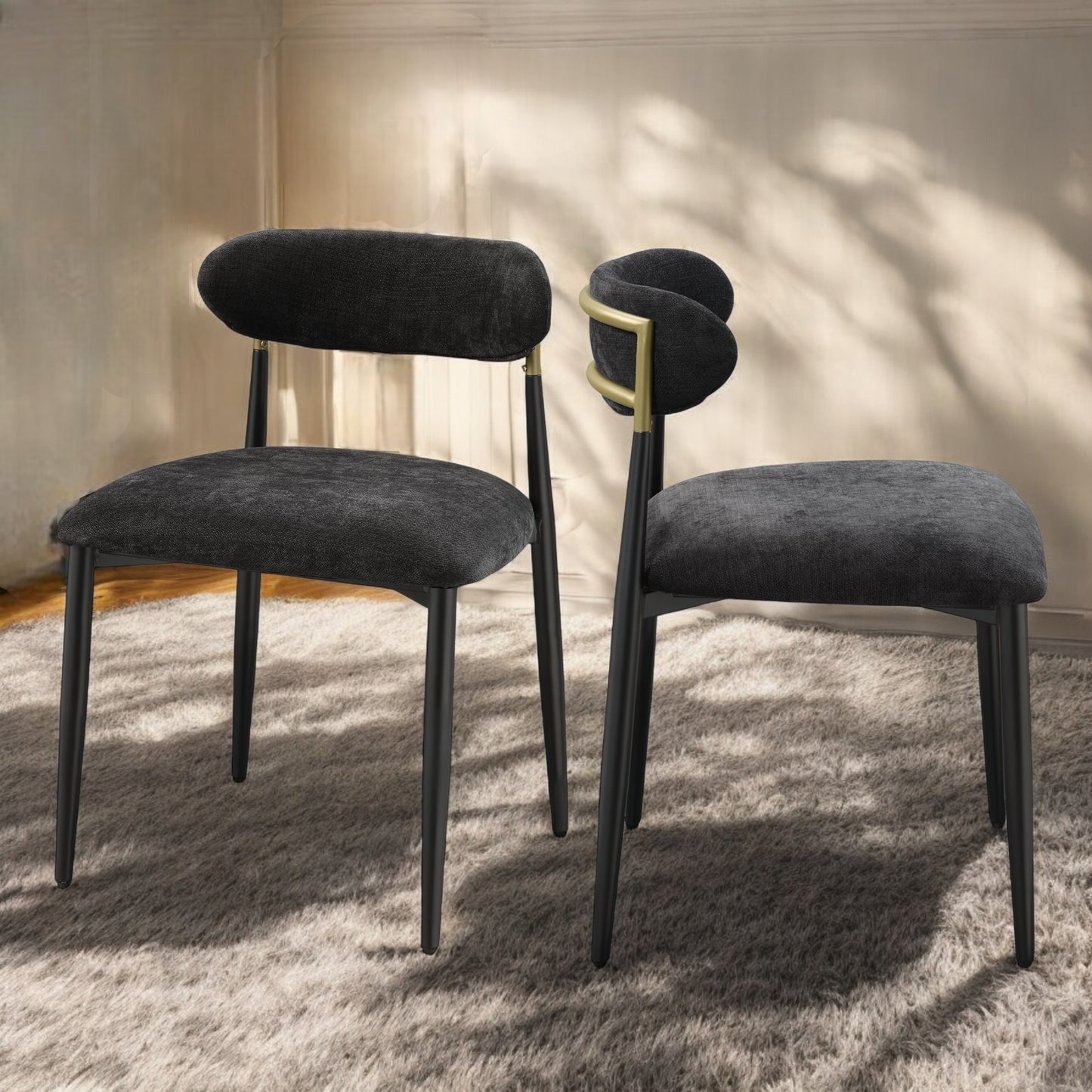 Jaramillo Black Fabric Side Chair Set of 2 - Contemporary Design