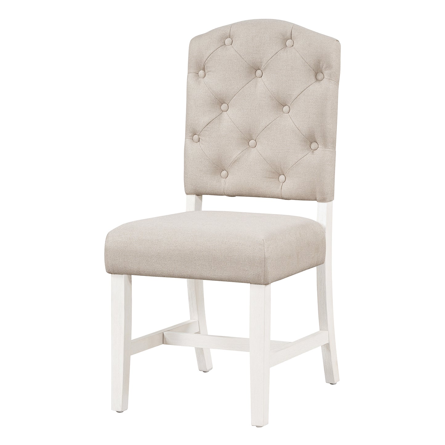 Retro Dining Chair Set - 4 Upholstered Off White Chairs in Oak Wood