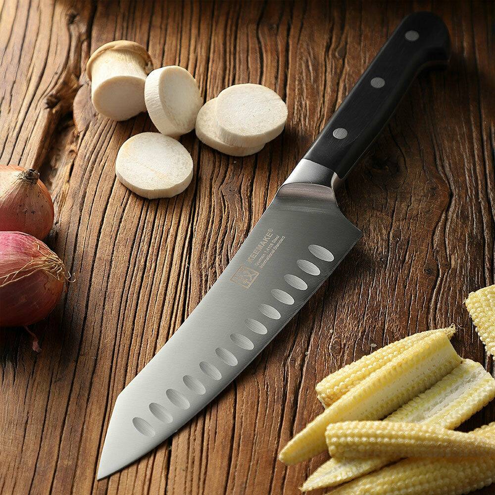 Stainless Steel Chef Knife Set with Kitchen Shears - Black