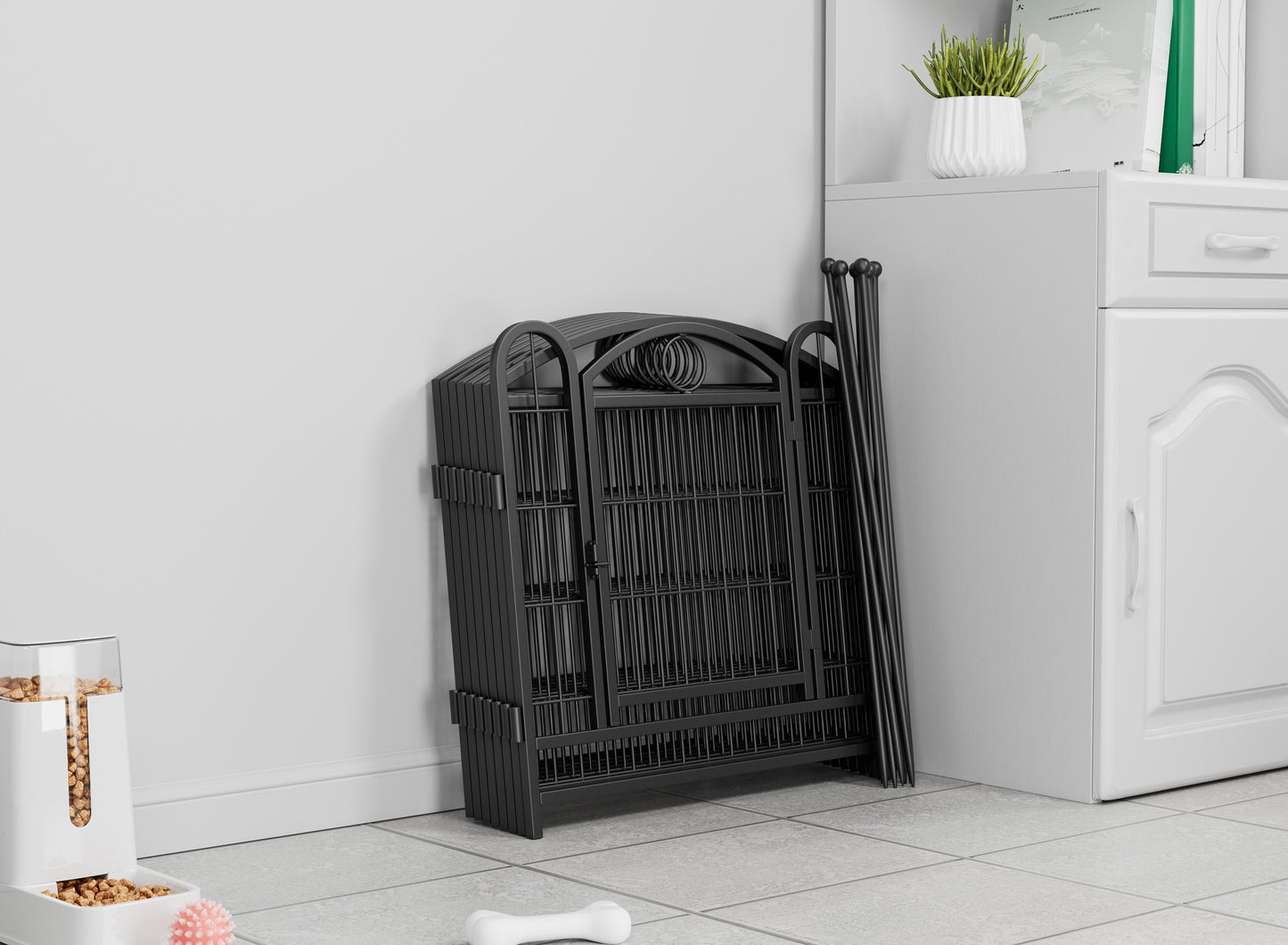 Indoor/Outdoor 24 Inch Dog Playpen - Heavy Duty Metal Pet Fence with Doors