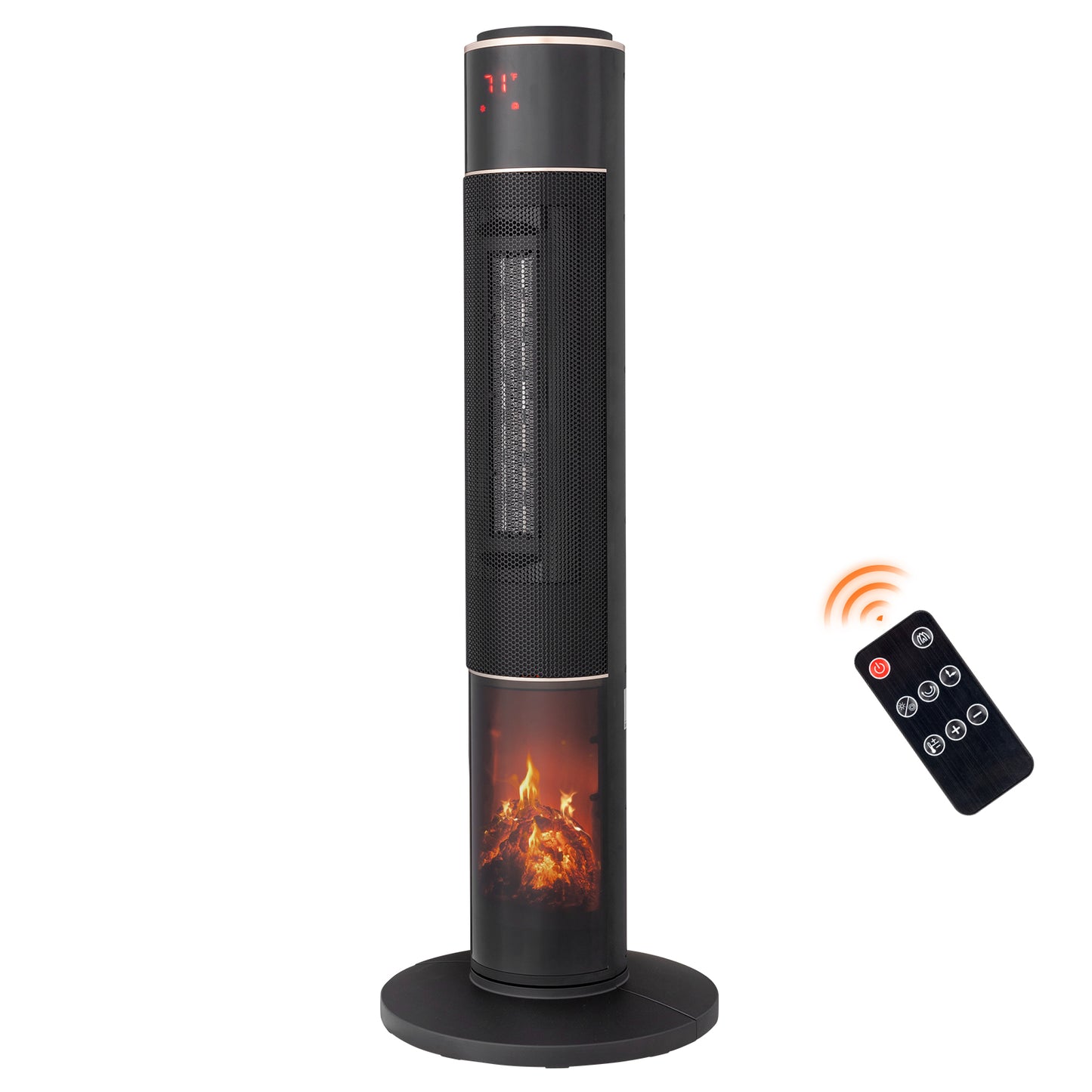 32inch Tower Space Heater with 3D Flame Effect, 1500W Portable Electric Heater with Thermostat, Oscillation, Timer & Remote