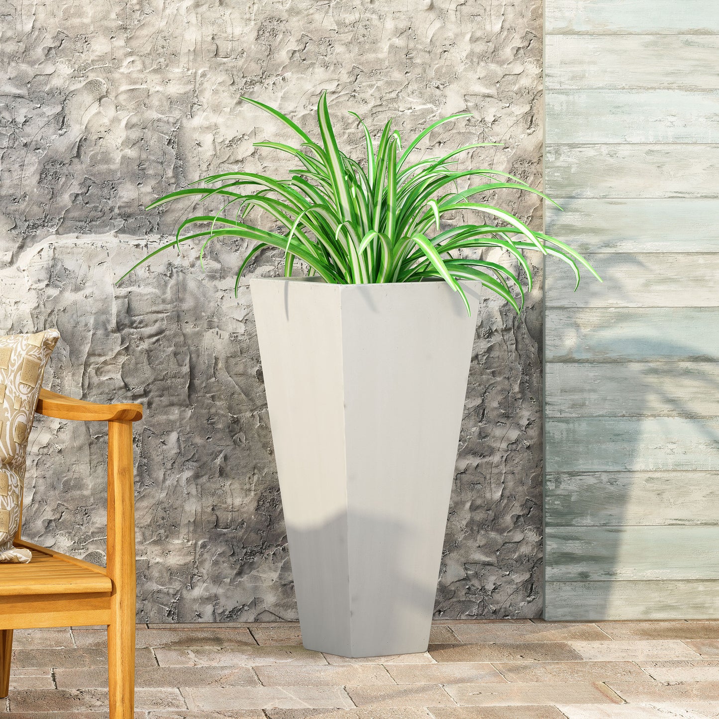 13 X 28.5 Outdoor Modern MGO Cast Stone Planter, White