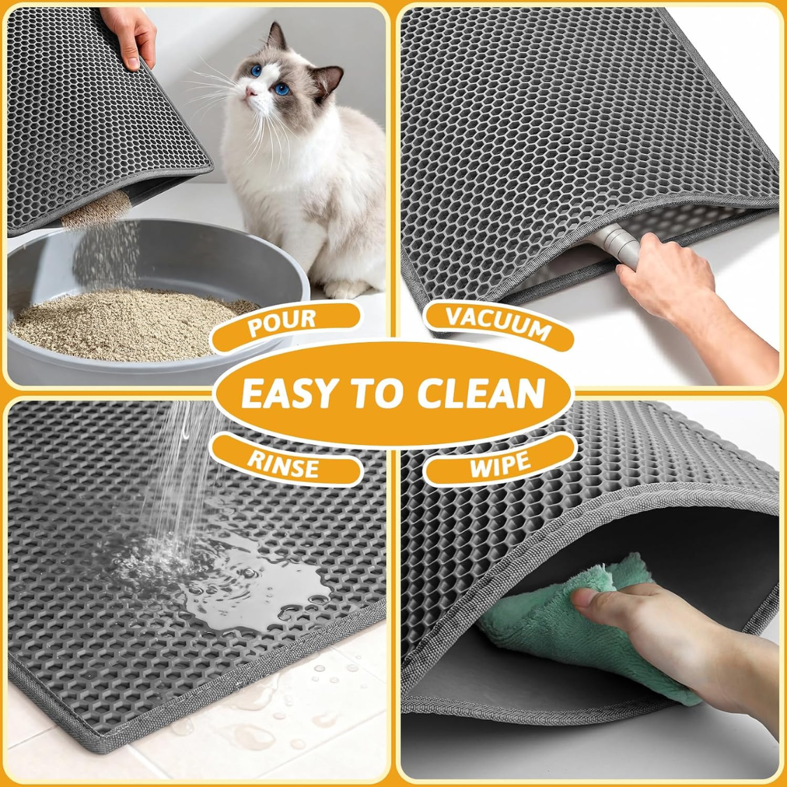 Double Layer Waterproof Cat Litter Mat - Urine Proof Pet Trap & Reusable