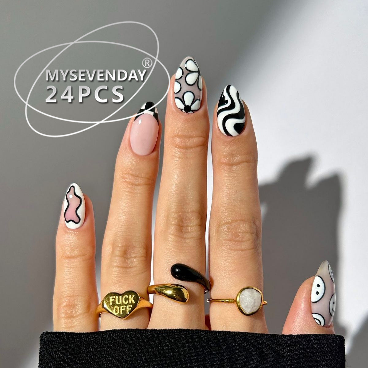 24-Piece Nail Art Sticker Kit with French & Star Designs for Nails