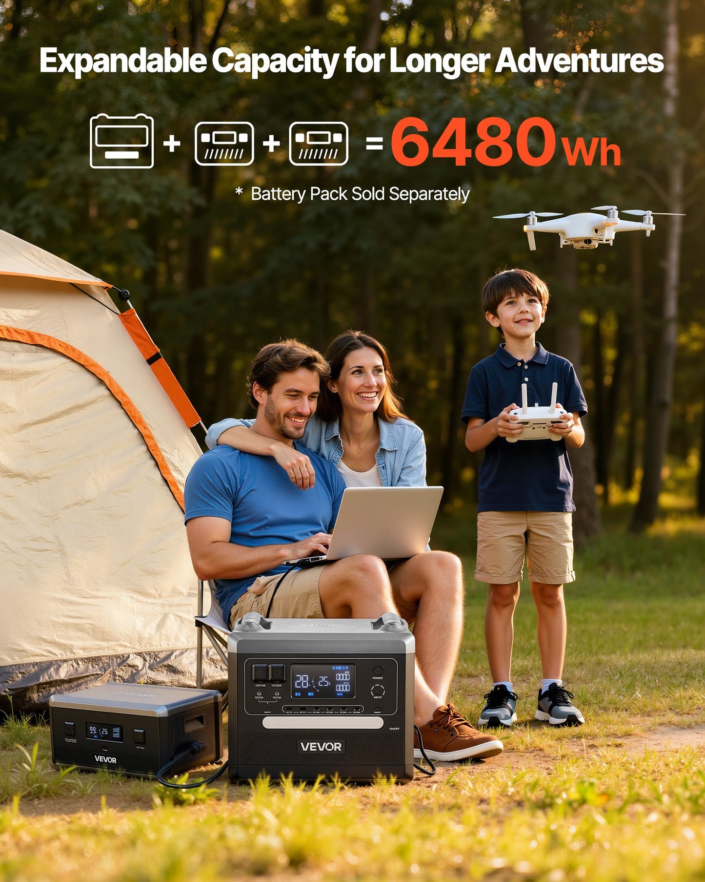 Portable Solar Power Station 2400W with 2160Wh Battery & Foldable Solar Panels