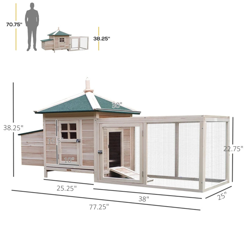 Wooden Chicken Coop with Nesting Box Outdoor Hen House with Ramp & Tray