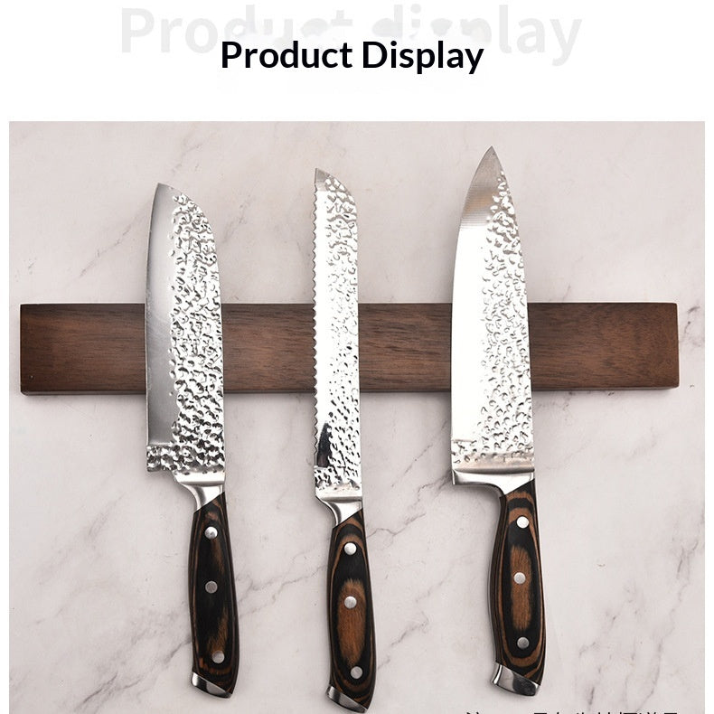 Wooden Magnetic Knife Holder Wall Mount No Drilling Needed Retro Style Kitchen Storage