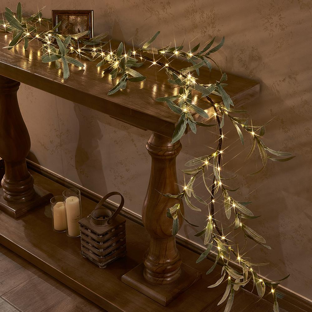 Illuminated Olive Wreath - 72 Inch Ambient Light with 96 LEDs