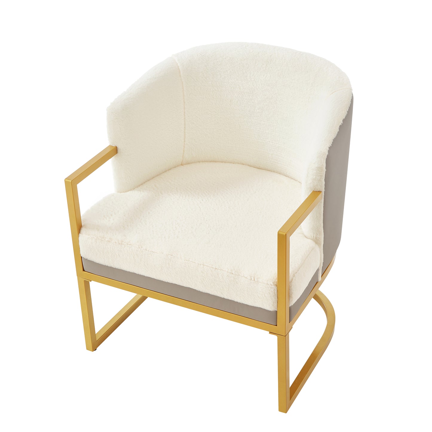 Cozy Upholstered Accent Chair with Gold Frame - Beige