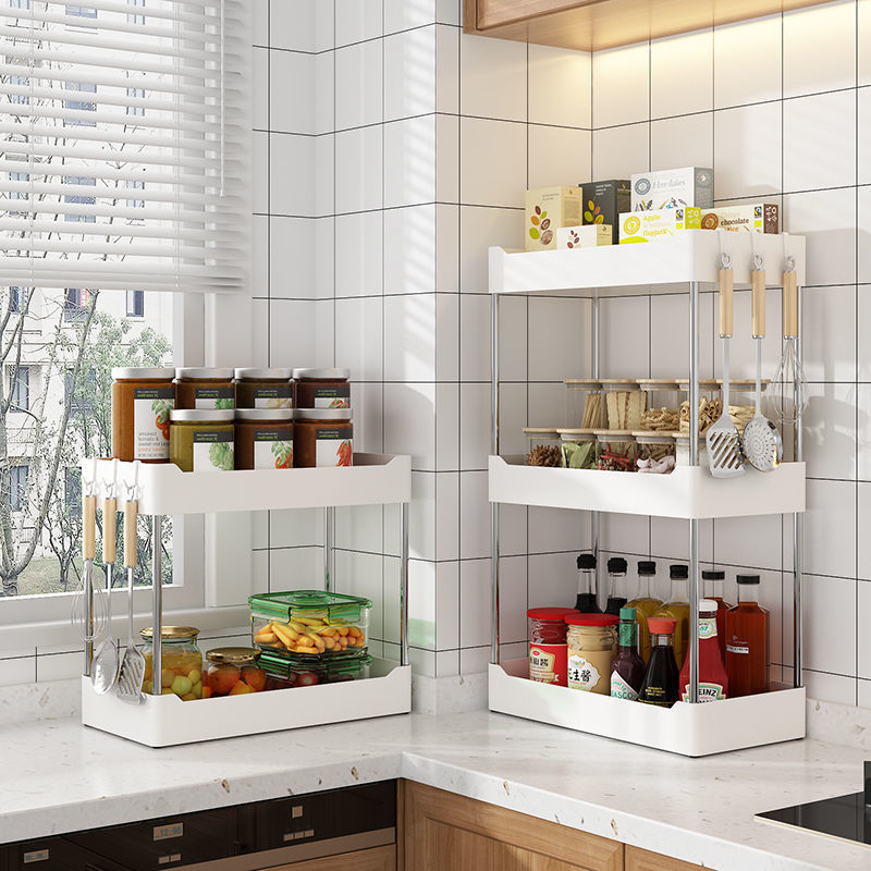 Multi-Functional Stainless Steel Kitchen Shelf Rack - Modern Countertop Storage