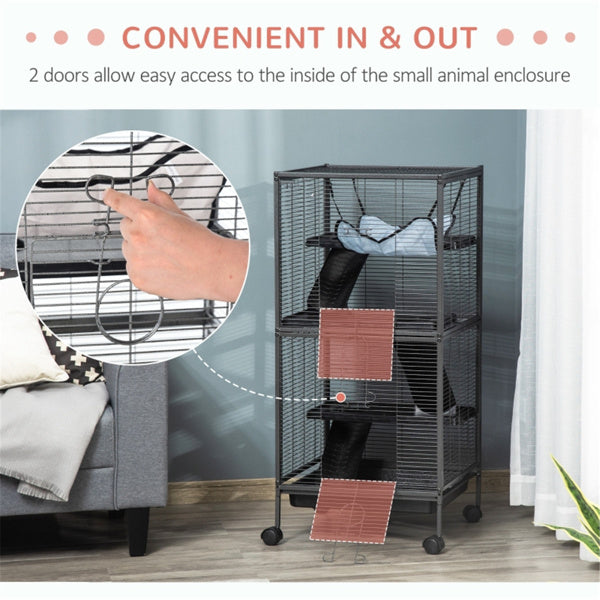 Large Steel Multi-Tier Small Pet Cage with Wheels & Accessories